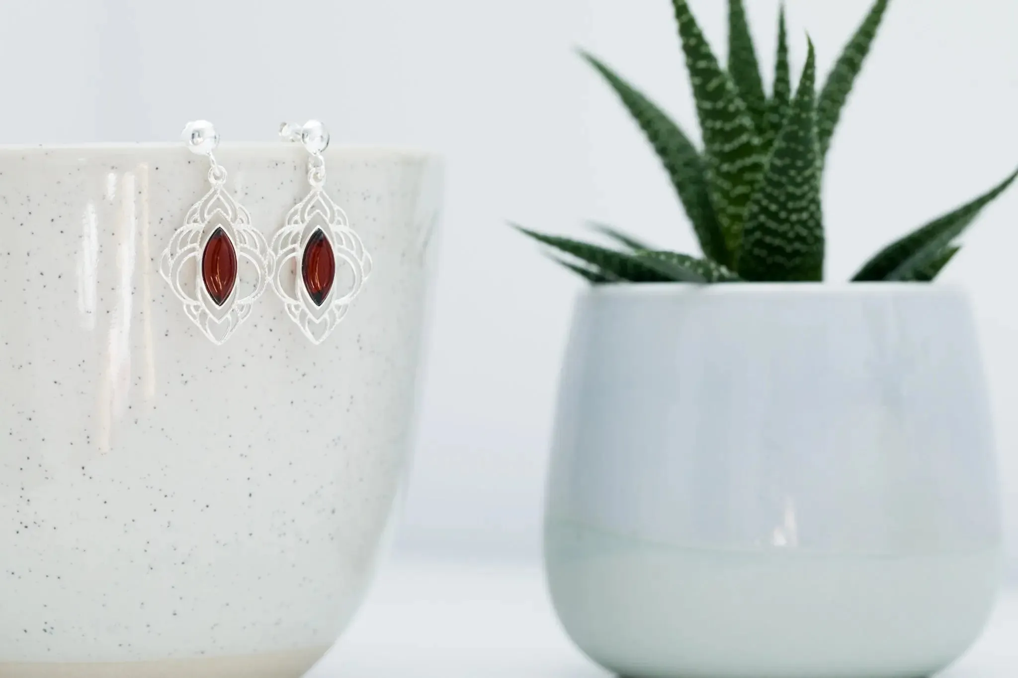 Chandelier Frame Cherry Amber Earrings